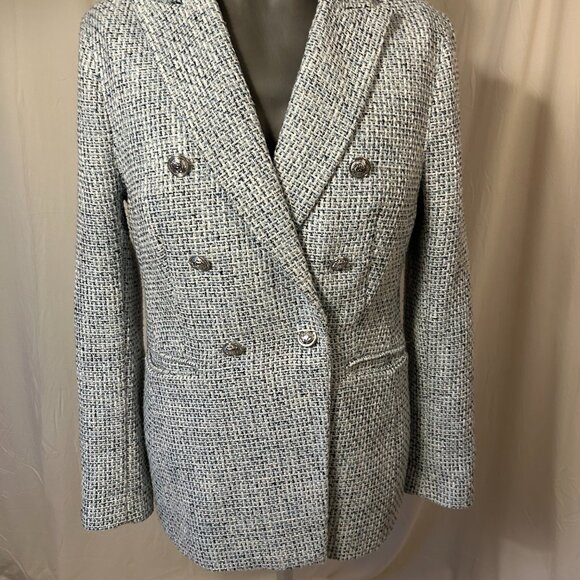 Marks & Spencer Jackets & Blazers - Classy Marks & Spencer Blue Mix Tweed Style Jacket Blazer  (Size 12)